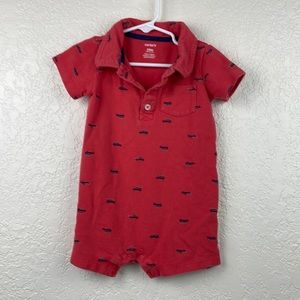 Carter's red car vacation romper